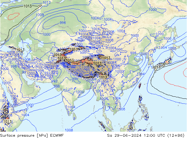 Luchtdruk (Grond) ECMWF za 29.06.2024 12 UTC
