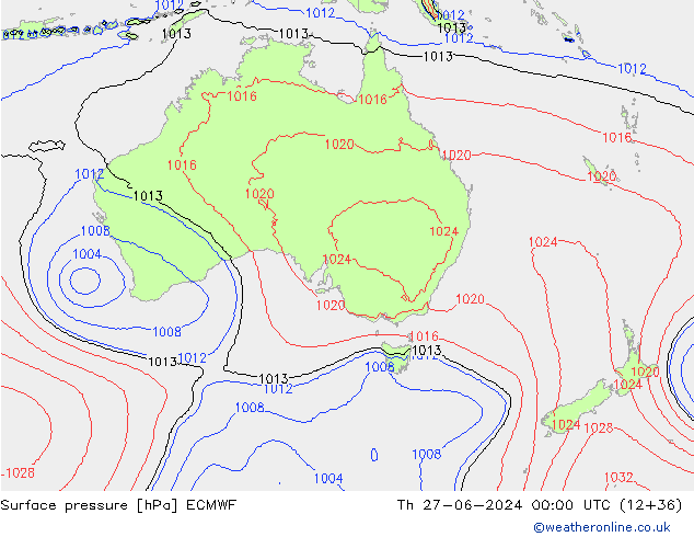 ciśnienie ECMWF czw. 27.06.2024 00 UTC