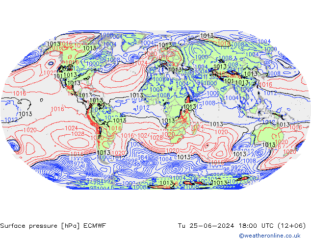 Yer basıncı ECMWF Sa 25.06.2024 18 UTC