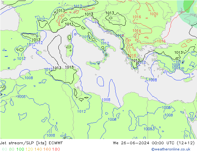 Jet stream/SLP ECMWF We 26.06.2024 00 UTC