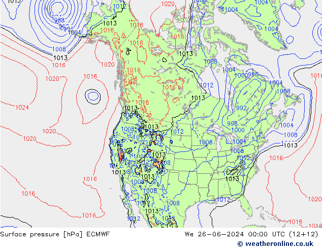 地面气压 ECMWF 星期三 26.06.2024 00 UTC
