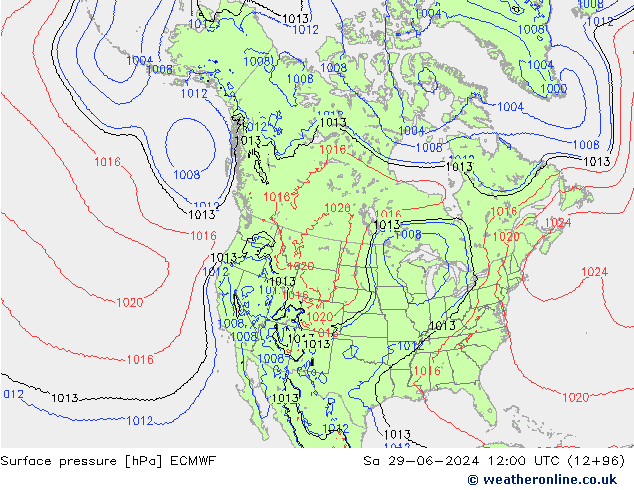 pressão do solo ECMWF Sáb 29.06.2024 12 UTC