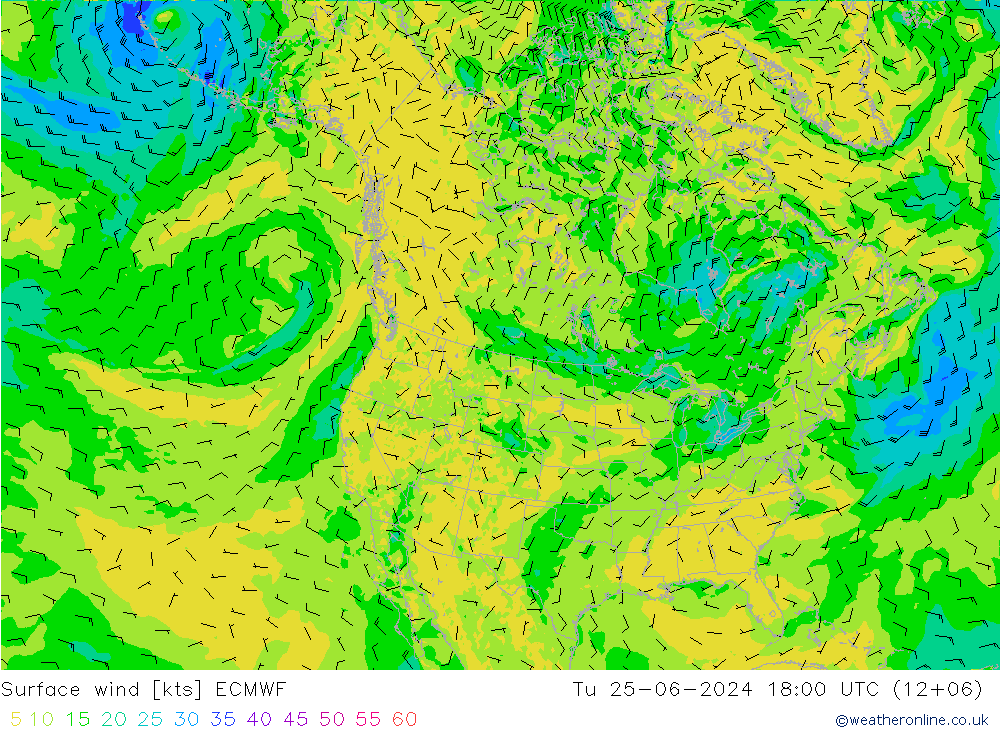 风 10 米 ECMWF 星期二 25.06.2024 18 UTC