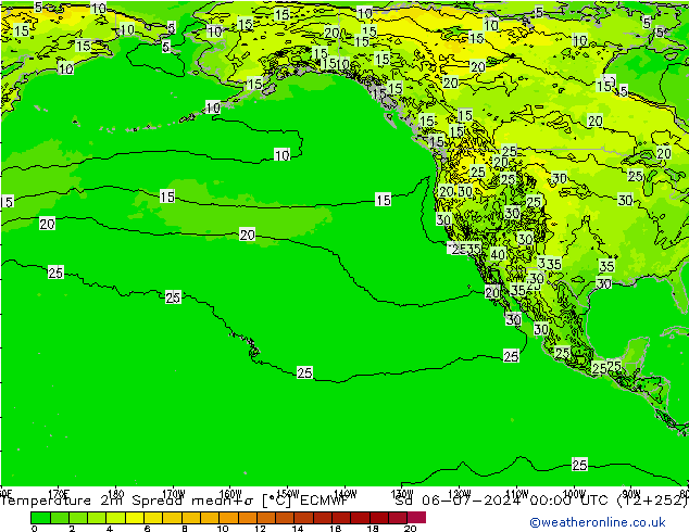 Temperatuurkaart Spread ECMWF za 06.07.2024 00 UTC