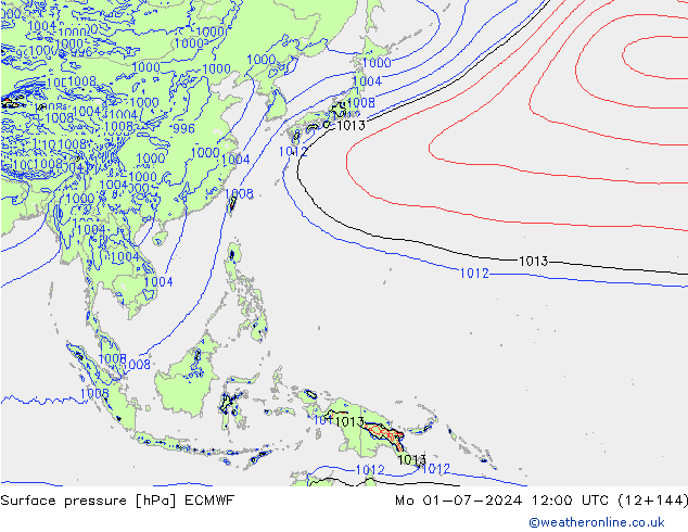 Luchtdruk (Grond) ECMWF ma 01.07.2024 12 UTC