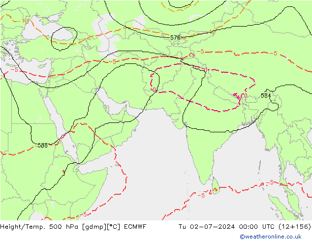 Hoogte/Temp. 500 hPa ECMWF di 02.07.2024 00 UTC