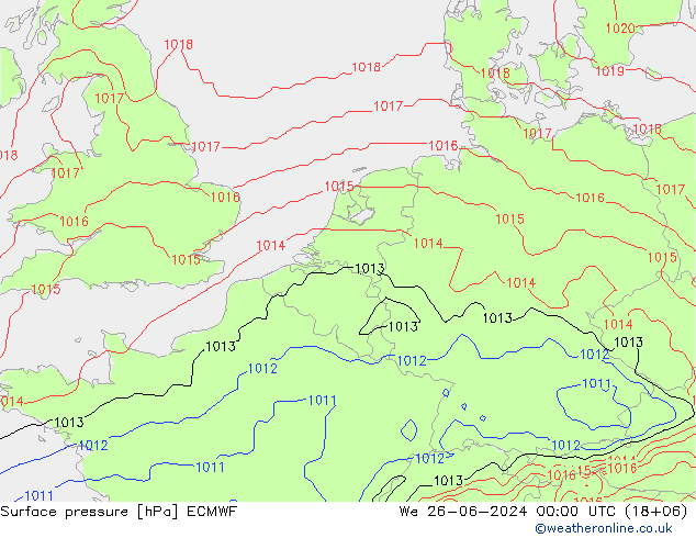 地面气压 ECMWF 星期三 26.06.2024 00 UTC
