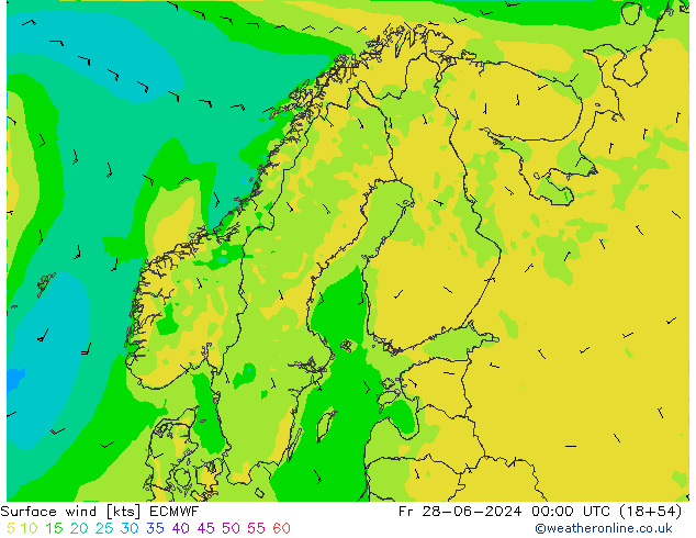 风 10 米 ECMWF 星期五 28.06.2024 00 UTC