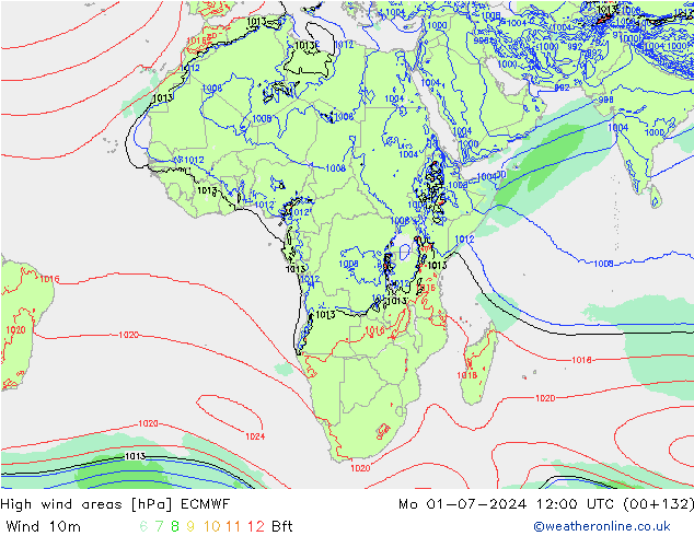 High wind areas ECMWF  01.07.2024 12 UTC