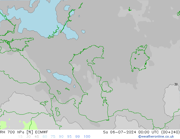Humidité rel. 700 hPa ECMWF sam 06.07.2024 00 UTC