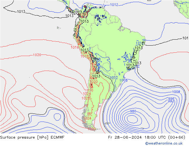 Luchtdruk (Grond) ECMWF vr 28.06.2024 18 UTC