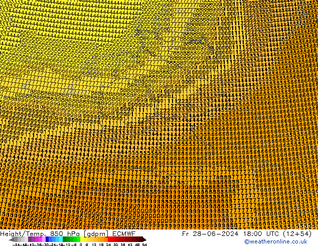 Height/Temp. 850 hPa ECMWF Fr 28.06.2024 18 UTC