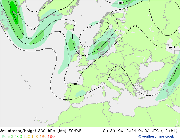 Straalstroom ECMWF zo 30.06.2024 00 UTC