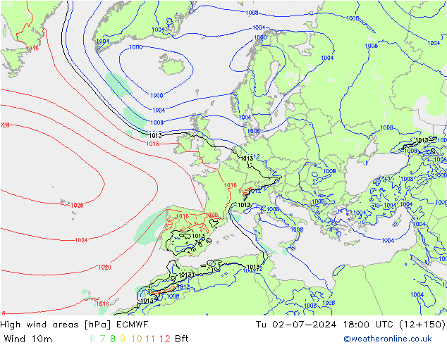 Windvelden ECMWF di 02.07.2024 18 UTC