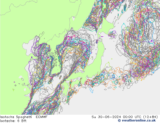 Izotacha Spaghetti ECMWF nie. 30.06.2024 00 UTC