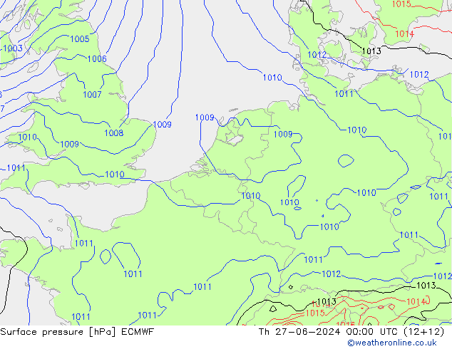 Luchtdruk (Grond) ECMWF do 27.06.2024 00 UTC