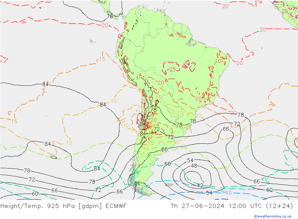 Hoogte/Temp. 925 hPa ECMWF do 27.06.2024 12 UTC