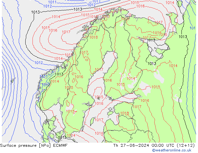 приземное давление ECMWF чт 27.06.2024 00 UTC