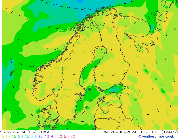 风 10 米 ECMWF 星期三 26.06.2024 18 UTC