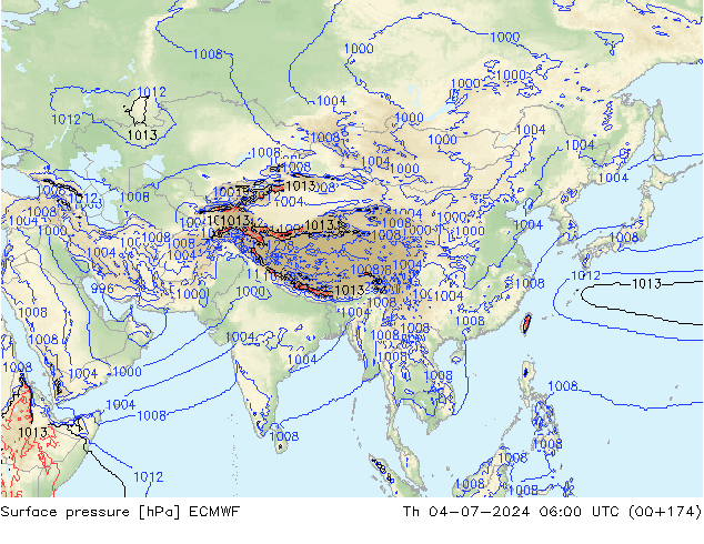 Luchtdruk (Grond) ECMWF do 04.07.2024 06 UTC
