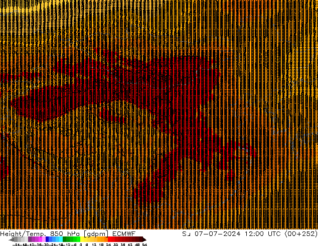 Height/Temp. 850 гПа ECMWF Вс 07.07.2024 12 UTC