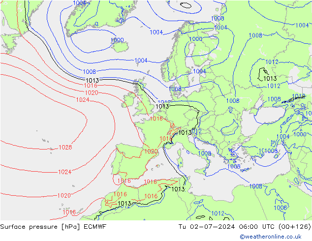ciśnienie ECMWF wto. 02.07.2024 06 UTC