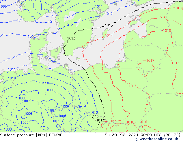 pression de l'air ECMWF dim 30.06.2024 00 UTC