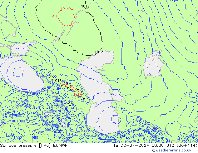 ciśnienie ECMWF wto. 02.07.2024 00 UTC