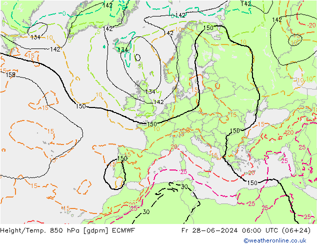Height/Temp. 850 hPa ECMWF 星期五 28.06.2024 06 UTC