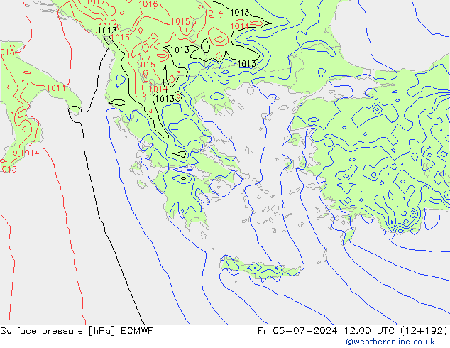 Presión superficial ECMWF vie 05.07.2024 12 UTC