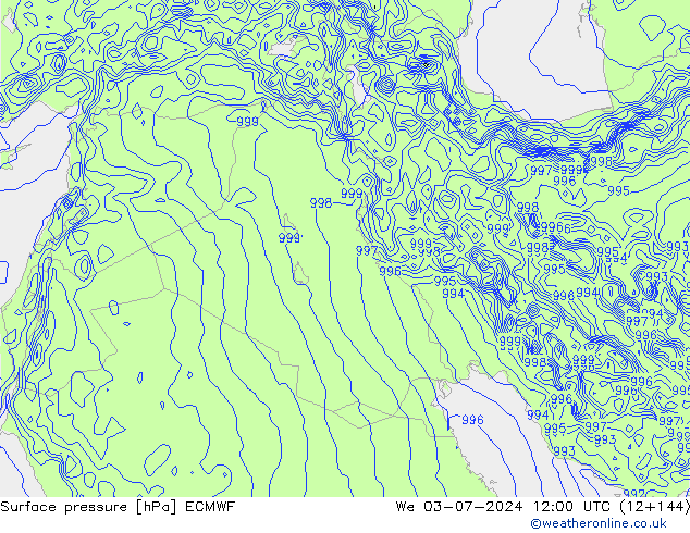 Pressione al suolo ECMWF mer 03.07.2024 12 UTC