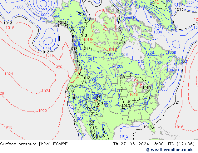 地面气压 ECMWF 星期四 27.06.2024 18 UTC