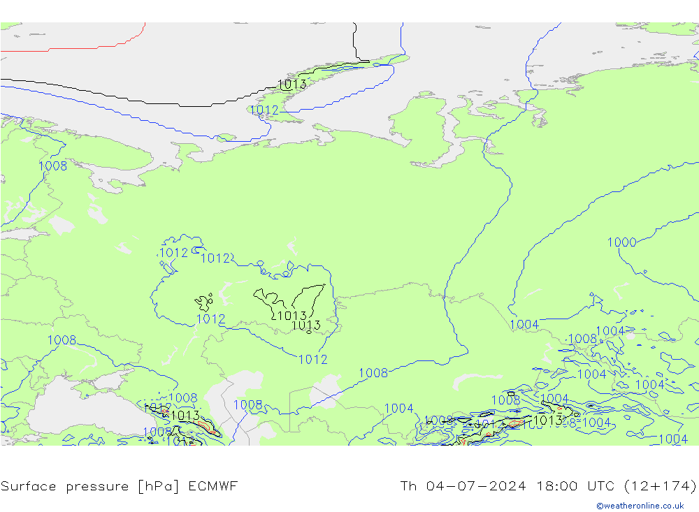 Pressione al suolo ECMWF gio 04.07.2024 18 UTC