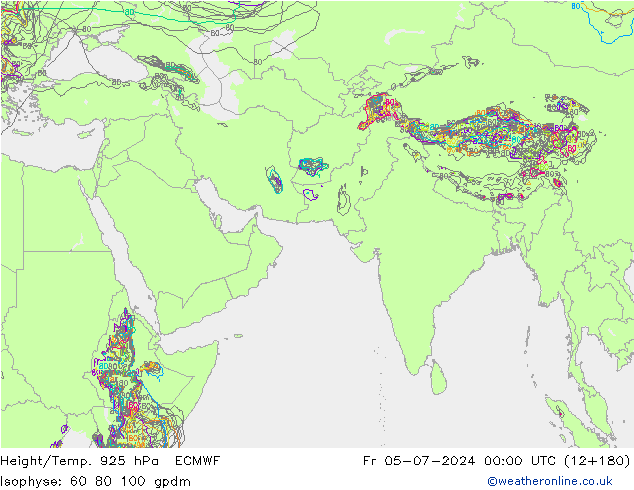 Height/Temp. 925 hPa ECMWF 星期五 05.07.2024 00 UTC