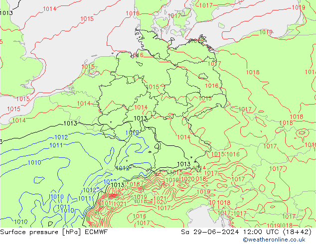 Luchtdruk (Grond) ECMWF za 29.06.2024 12 UTC