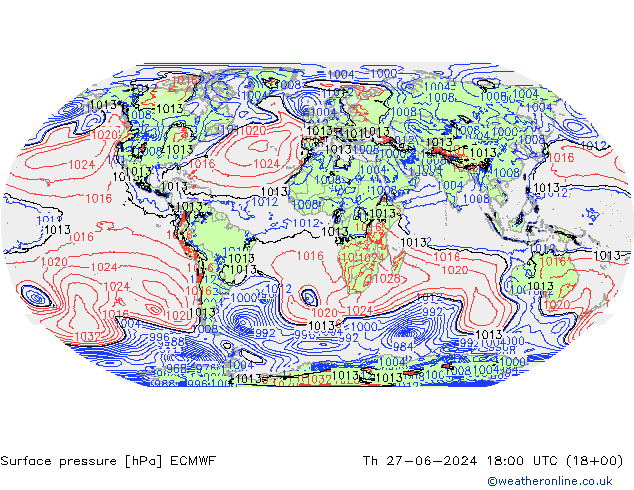 Luchtdruk (Grond) ECMWF do 27.06.2024 18 UTC