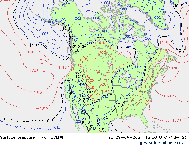 地面气压 ECMWF 星期六 29.06.2024 12 UTC