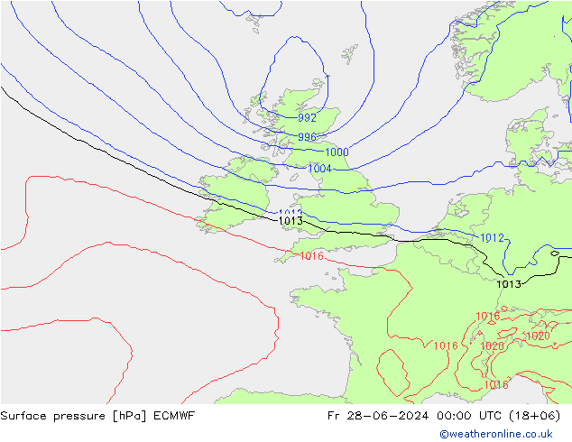 ciśnienie ECMWF pt. 28.06.2024 00 UTC