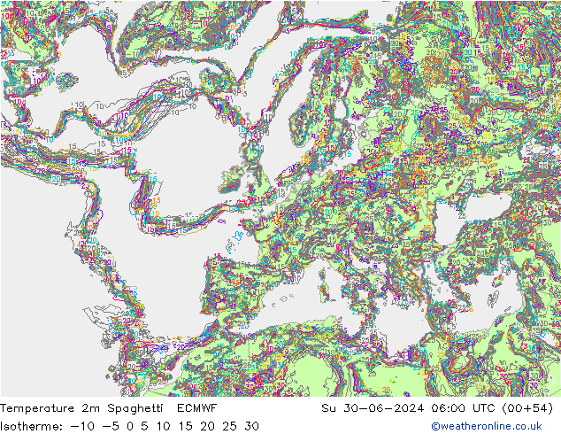 Temperaturkarte Spaghetti ECMWF So 30.06.2024 06 UTC