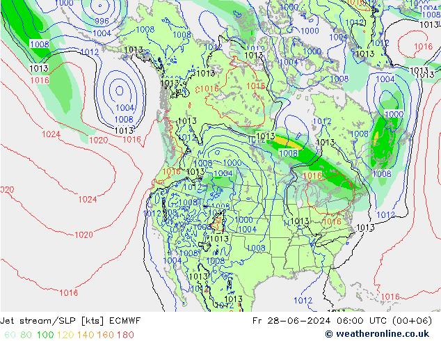 高速氣流/地面气压 ECMWF 星期五 28.06.2024 06 UTC