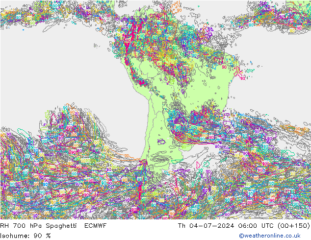 RV 700 hPa Spaghetti ECMWF do 04.07.2024 06 UTC