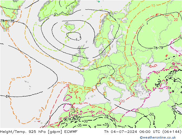 Hoogte/Temp. 925 hPa ECMWF do 04.07.2024 06 UTC