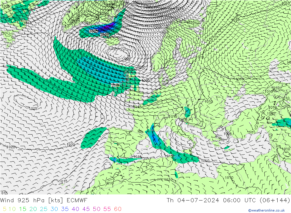 Wind 925 hPa ECMWF Th 04.07.2024 06 UTC