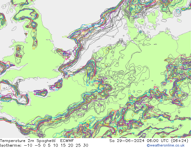 Temperatuurkaart Spaghetti ECMWF za 29.06.2024 06 UTC