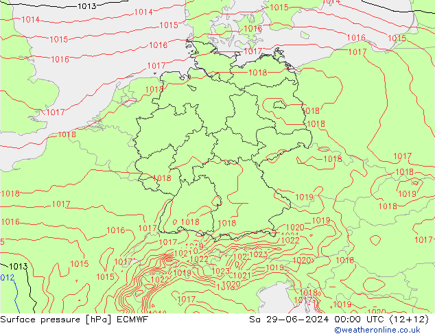 地面气压 ECMWF 星期六 29.06.2024 00 UTC