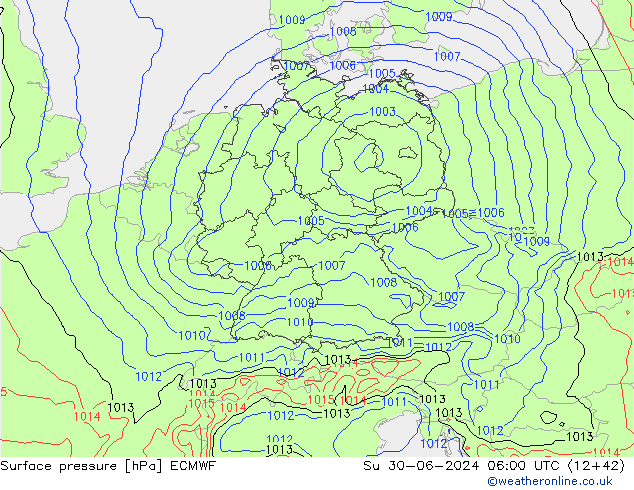 地面气压 ECMWF 星期日 30.06.2024 06 UTC