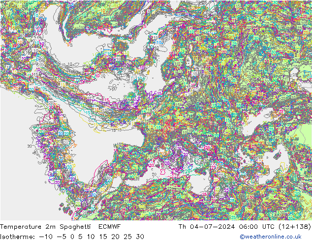 Temperatuurkaart Spaghetti ECMWF do 04.07.2024 06 UTC