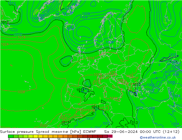 地面气压 Spread ECMWF 星期六 29.06.2024 00 UTC