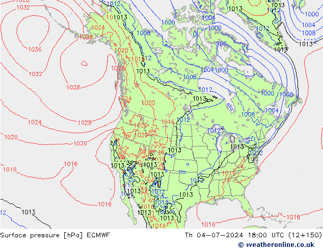 地面气压 ECMWF 星期四 04.07.2024 18 UTC