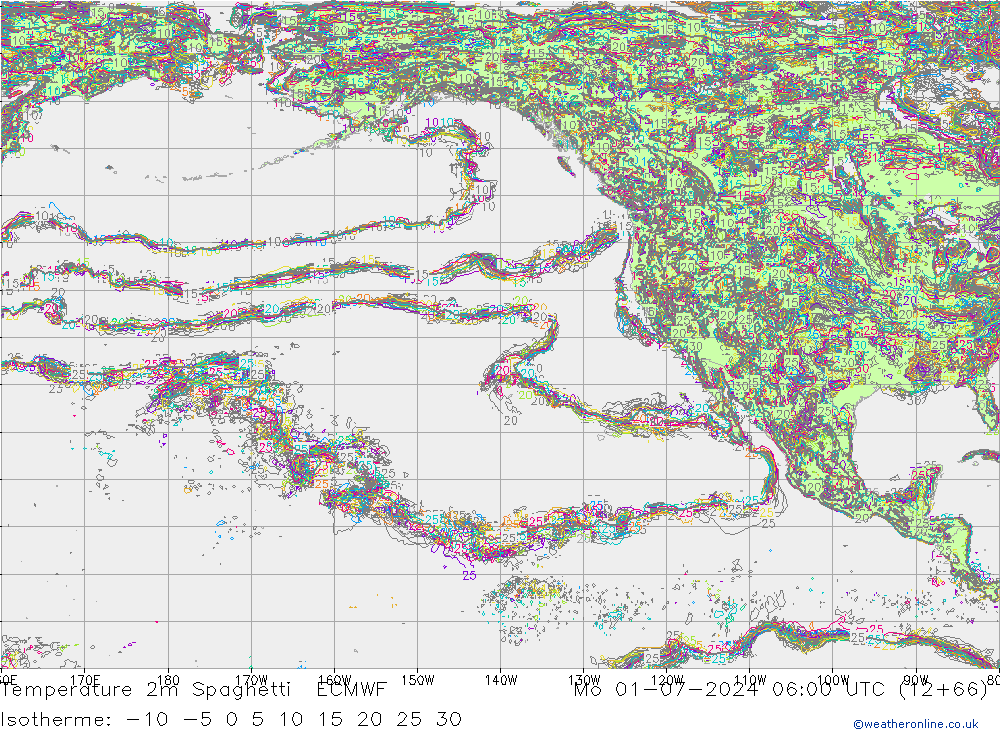 Temperatuurkaart Spaghetti ECMWF ma 01.07.2024 06 UTC